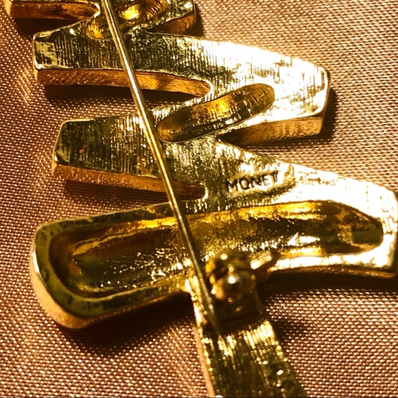 Monet Silver and Gold Christmas Tree Brooch - Picture 4 of 6